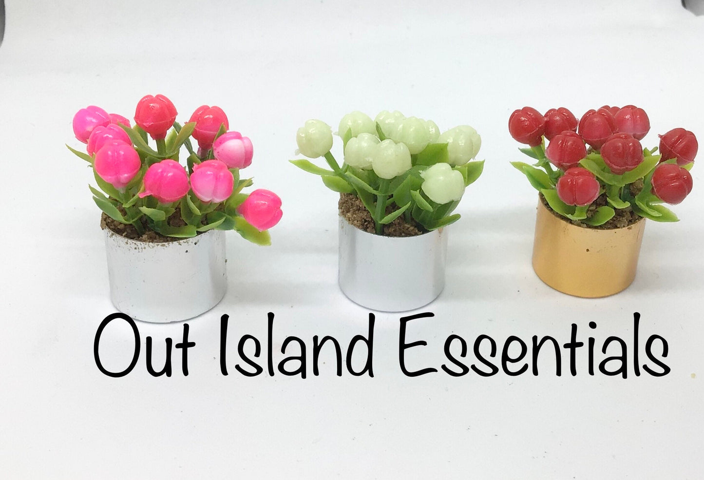 One Assorted Miniature Dollhouse Potted Tulip Flowers