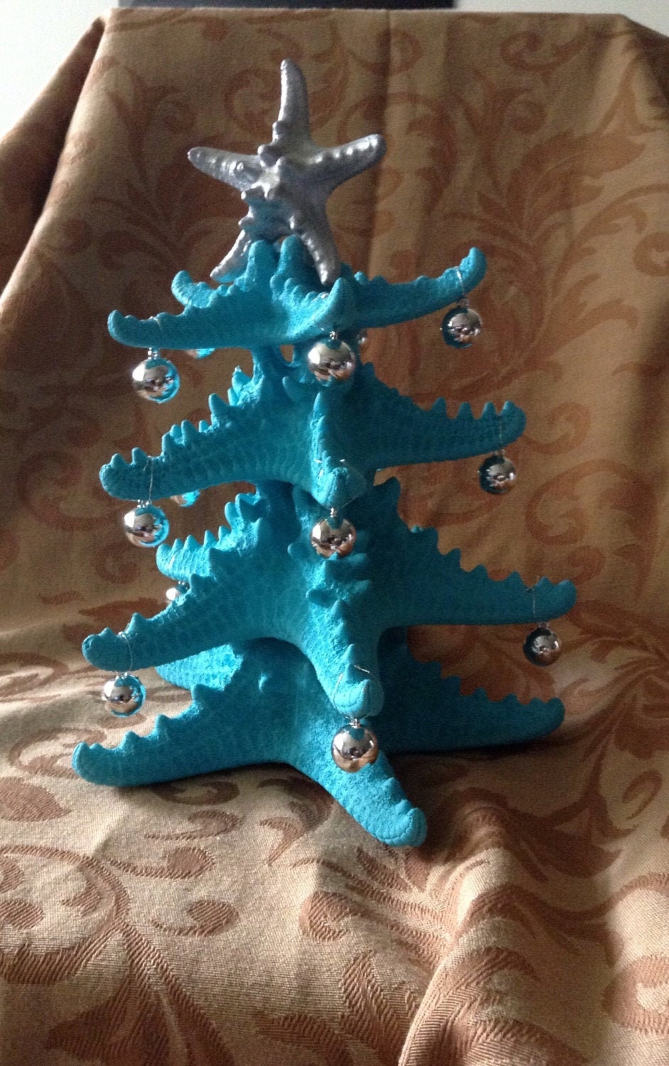 Extra Large Aqua Starfish Christmas Tree Decoration, Starfish Christmas Tree, Starfish Beach Christmas Tree, Table Top Christmas Tree