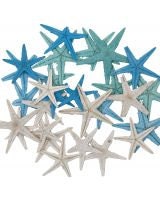 30 Dyed Mix Aqua, White And Green Small Starfish | Craft Starfish | Tiny Wholesale Starfish | 1 - 2” Starfish I Coastal Invitation Accents