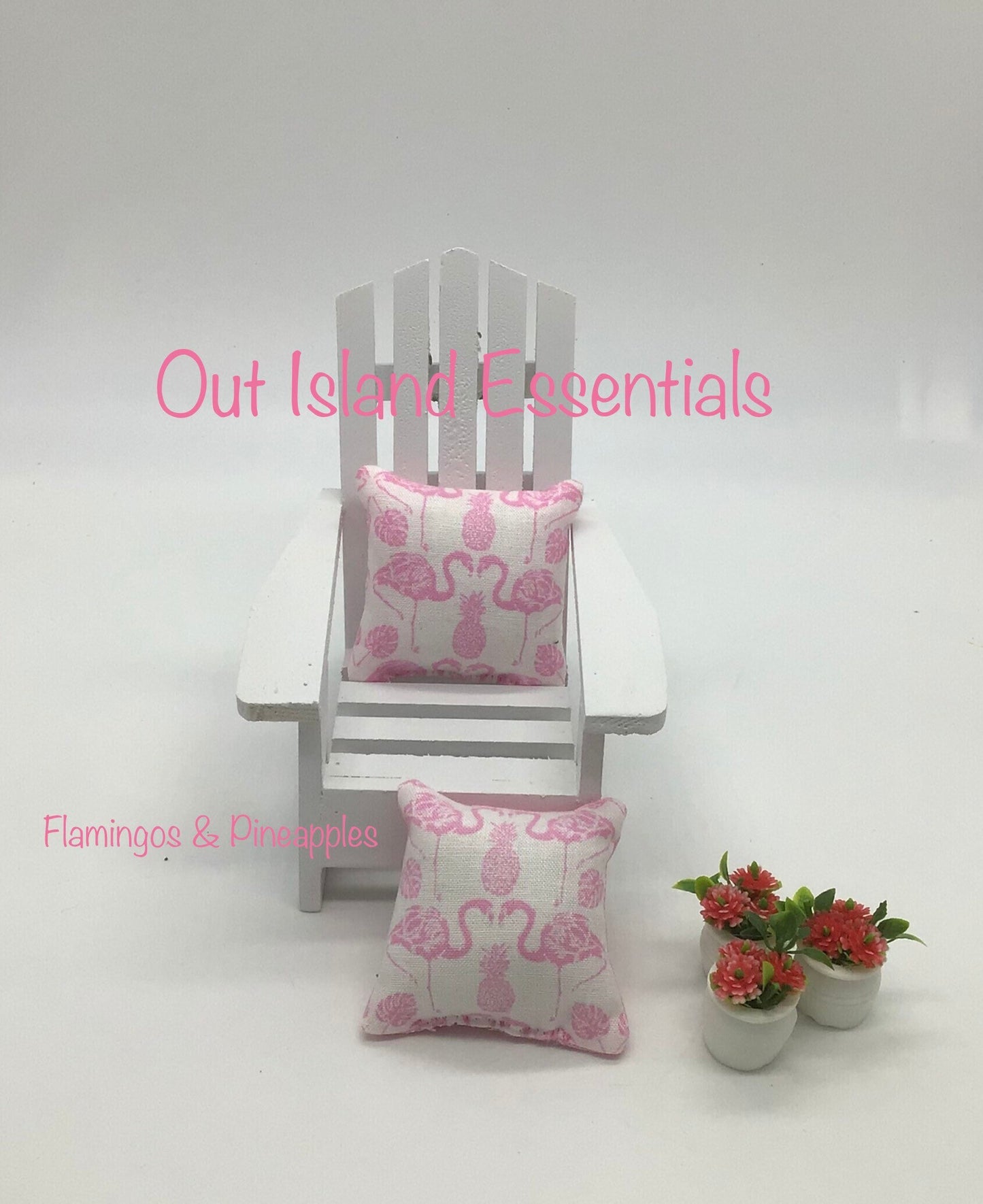 Dollhouse Miniature Pillow | Flamingo Doll Pillows | Miniature Flamingo 1:12 Scale Pillows