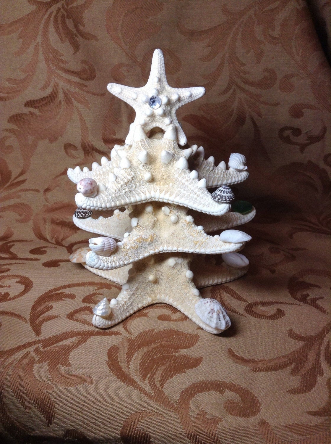 Starfish Christmas Tree Decoration, Seashell Starfish Christmas Tree, Starfish Beach Christmas Tree, Table Top Christmas Tree