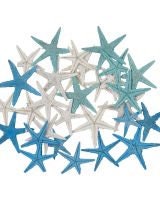 30 Dyed Mix Aqua, White And Green Small Starfish | Craft Starfish | Tiny Wholesale Starfish | 1 - 2” Starfish I Coastal Invitation Accents