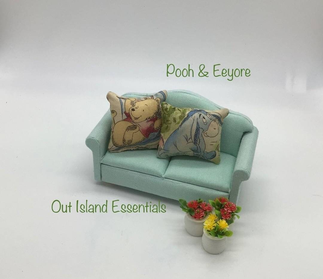 Dollhouse Miniature Hundred Acre Woods Pillows, Miniature 1:12 Scale Pillows