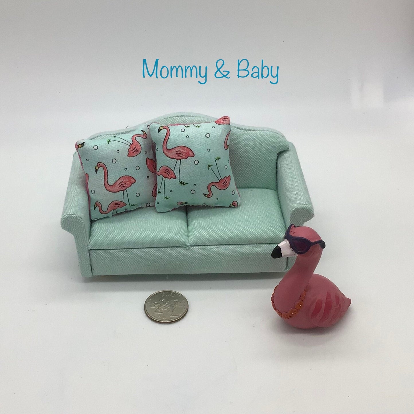 2 Pc. Dollhouse Miniature Flamingo Pillows 1:12 Scale Pillows