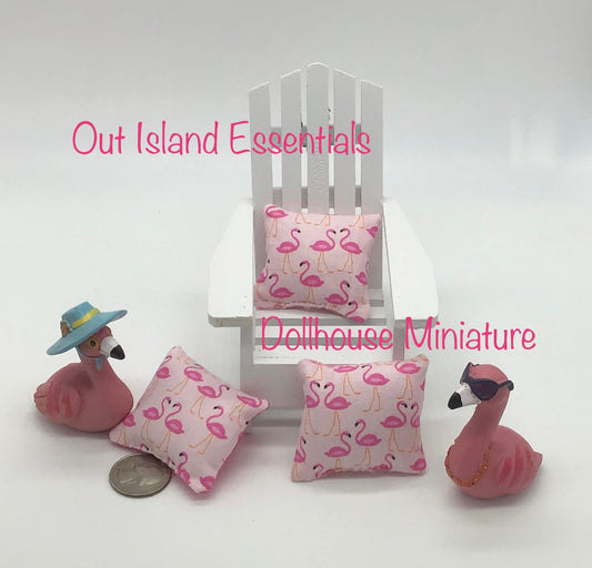 Dollhouse Miniature Pillow | Flamingo Doll Pillows | Miniature Flamingo 1:12 Scale Pillows