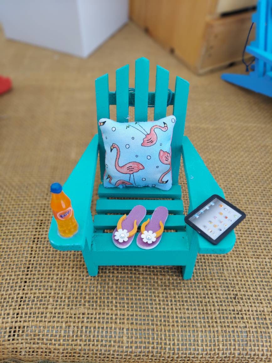 Flamingo Adirondack Hand Made Beach Ornament, Adirondack Desktop Chair