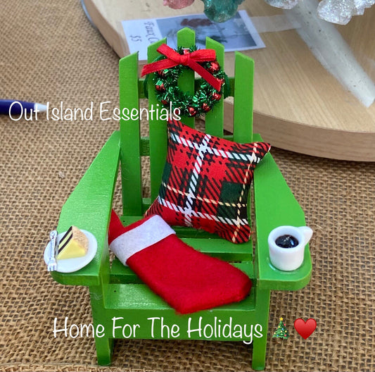 Home For Christmas Beach Ornament | Adirondack Chair Christmas Ornament |  Beach Chair Christmas Ornament | Coastal Christmas