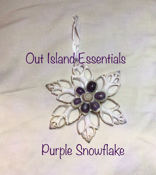 Purple Snowflake | Purple Seashell Ornament | Seashell Christmas Ornament | Seashell Snowflake Ornament | Coastal Christmas Decor