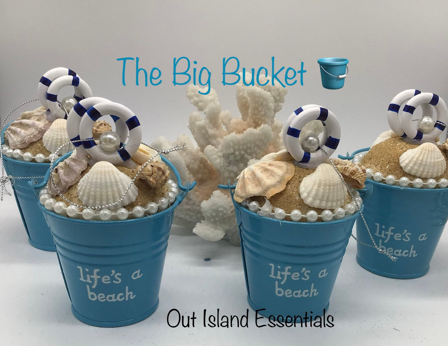 Biggie Beach Bucket Ornament I Coastal Christmas Ornament I Coastal Christmas Ornament I Big Bucket Seashell Christmas Ornament