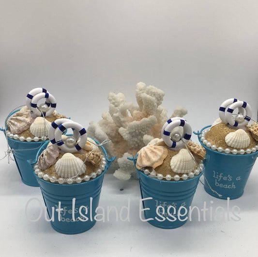 Biggie Beach Bucket Ornament I Coastal Christmas Ornament I Coastal Christmas Ornament I Big Bucket Seashell Christmas Ornament