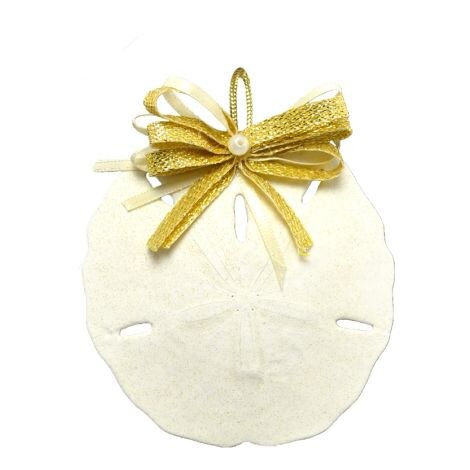 Sand Dollar Christmas Ornament I Coastal Christmas Ornament I Sand Dollar Ornament With Gold Bow Decor Accent