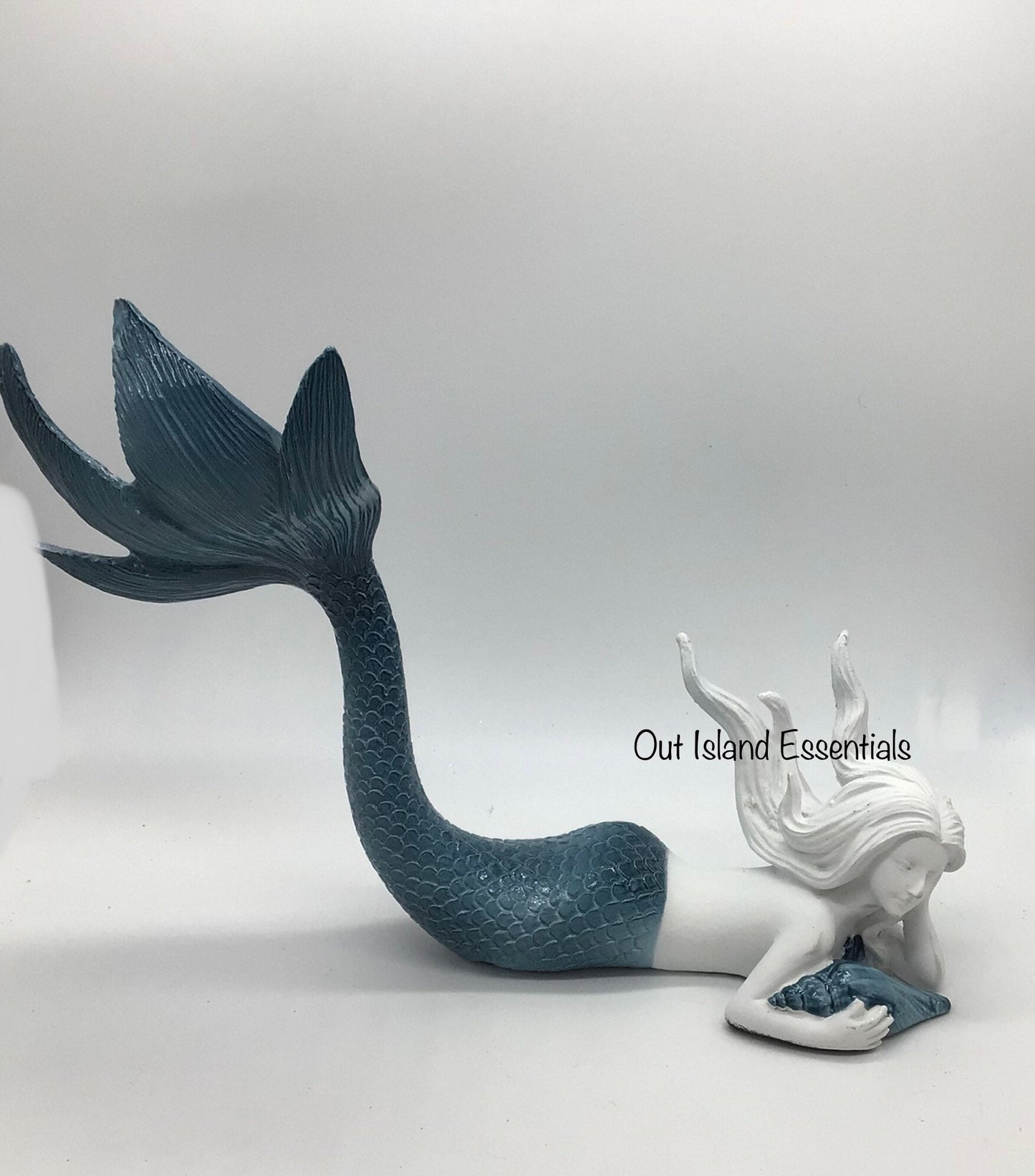 Blue Tail 9" Stunning Tail Mermaid Statue, Mermaid Decoration