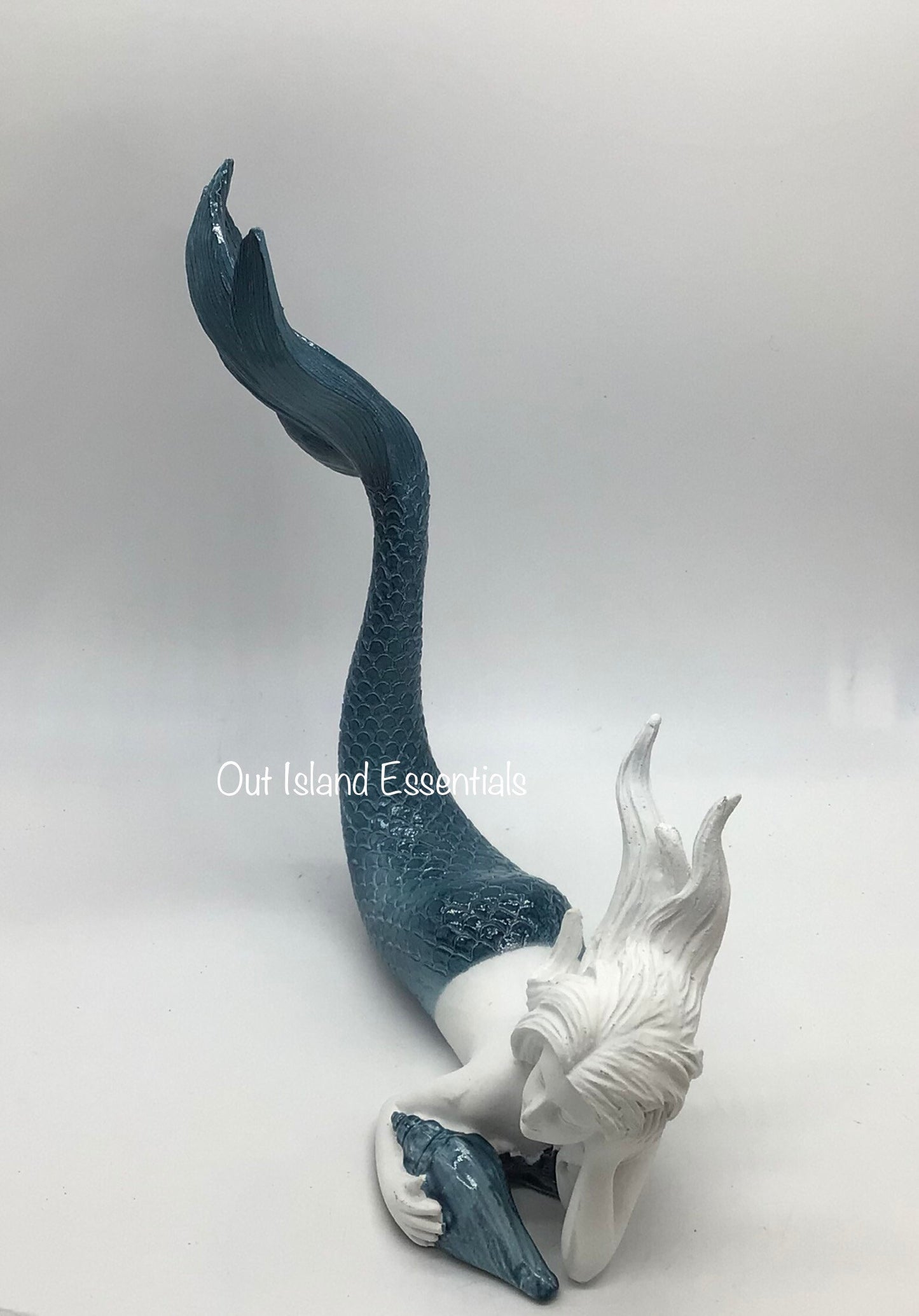 Blue Tail 9" Stunning Tail Mermaid Statue, Mermaid Decoration