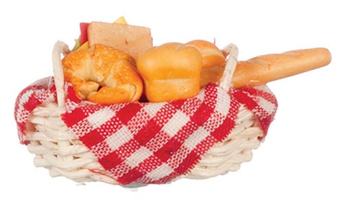 Dollhouse Bread Basket I Miniature Doll Bread I Miniature Dollhouse Food I 1:12 Scale Dollhouse Accessories