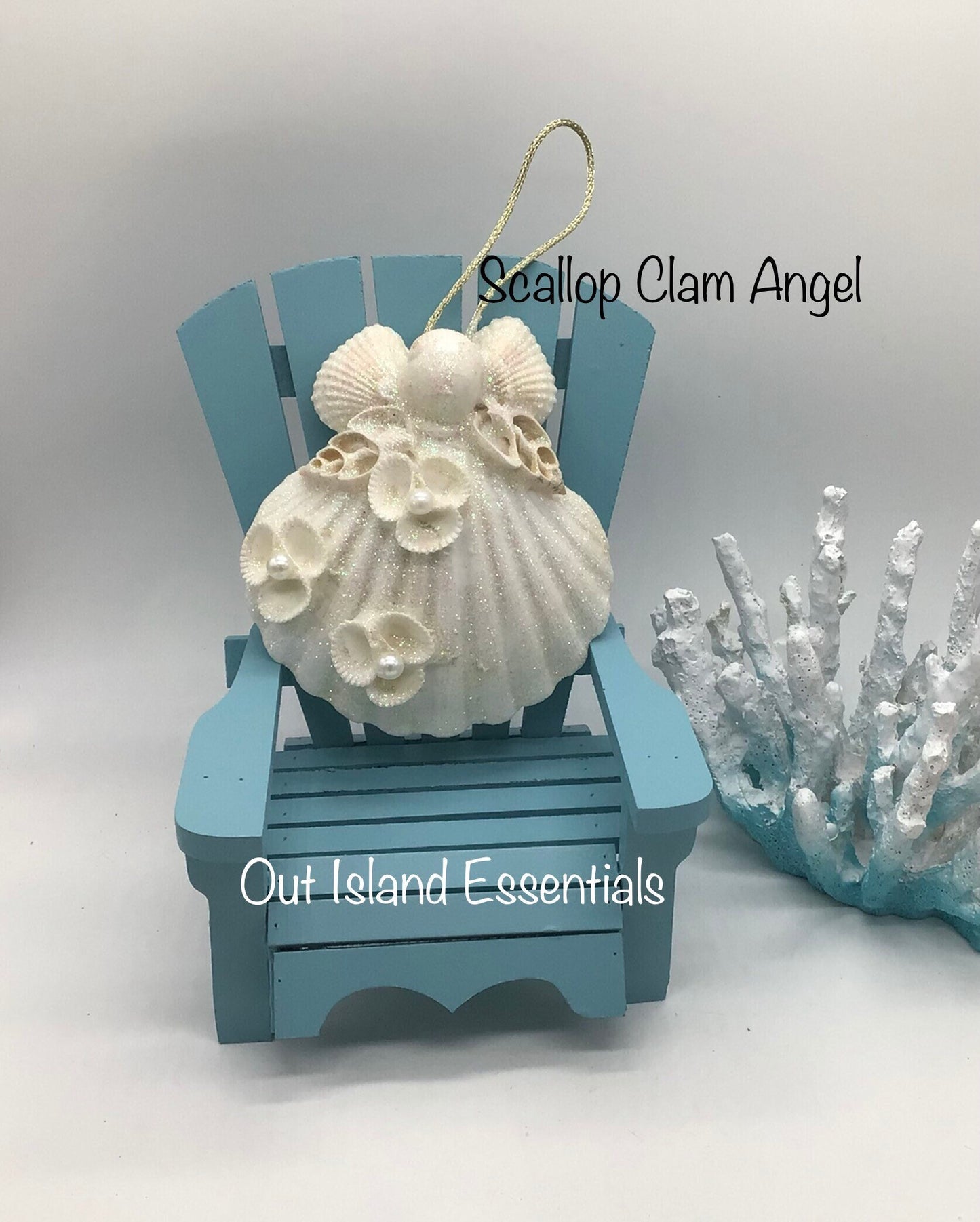 Scallop Seashell Angel I Clam Shell Glitter Angel I Seashell Christmas Ornament I Glittery Clam Shell Angel I Seashell Angel