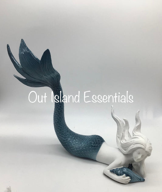 Blue Tail 9" Stunning Tail Mermaid Statue, Mermaid Decoration