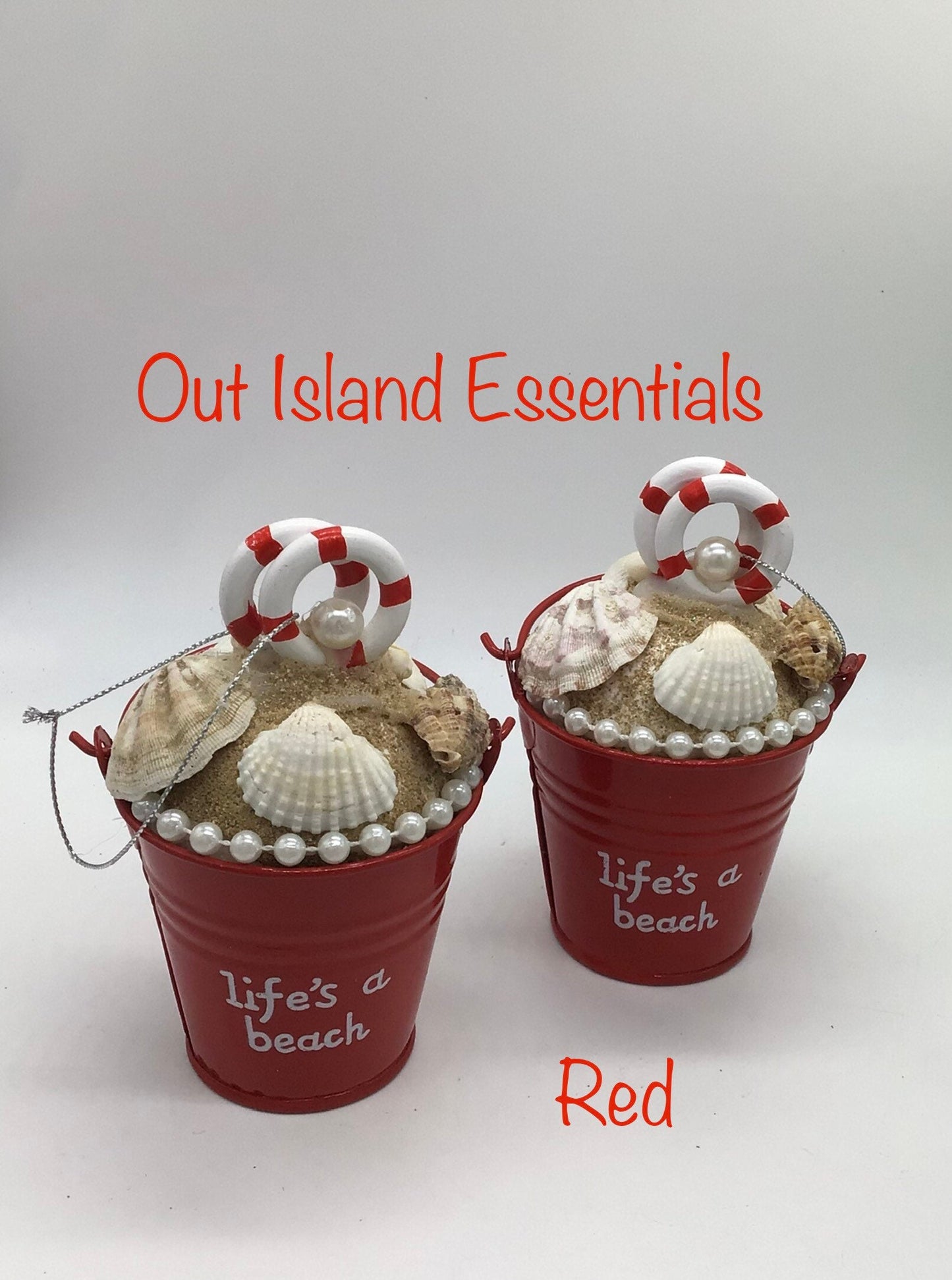Biggie Beach Bucket Ornament I Coastal Christmas Ornament I Coastal Christmas Ornament I Big Bucket Seashell Christmas Ornament