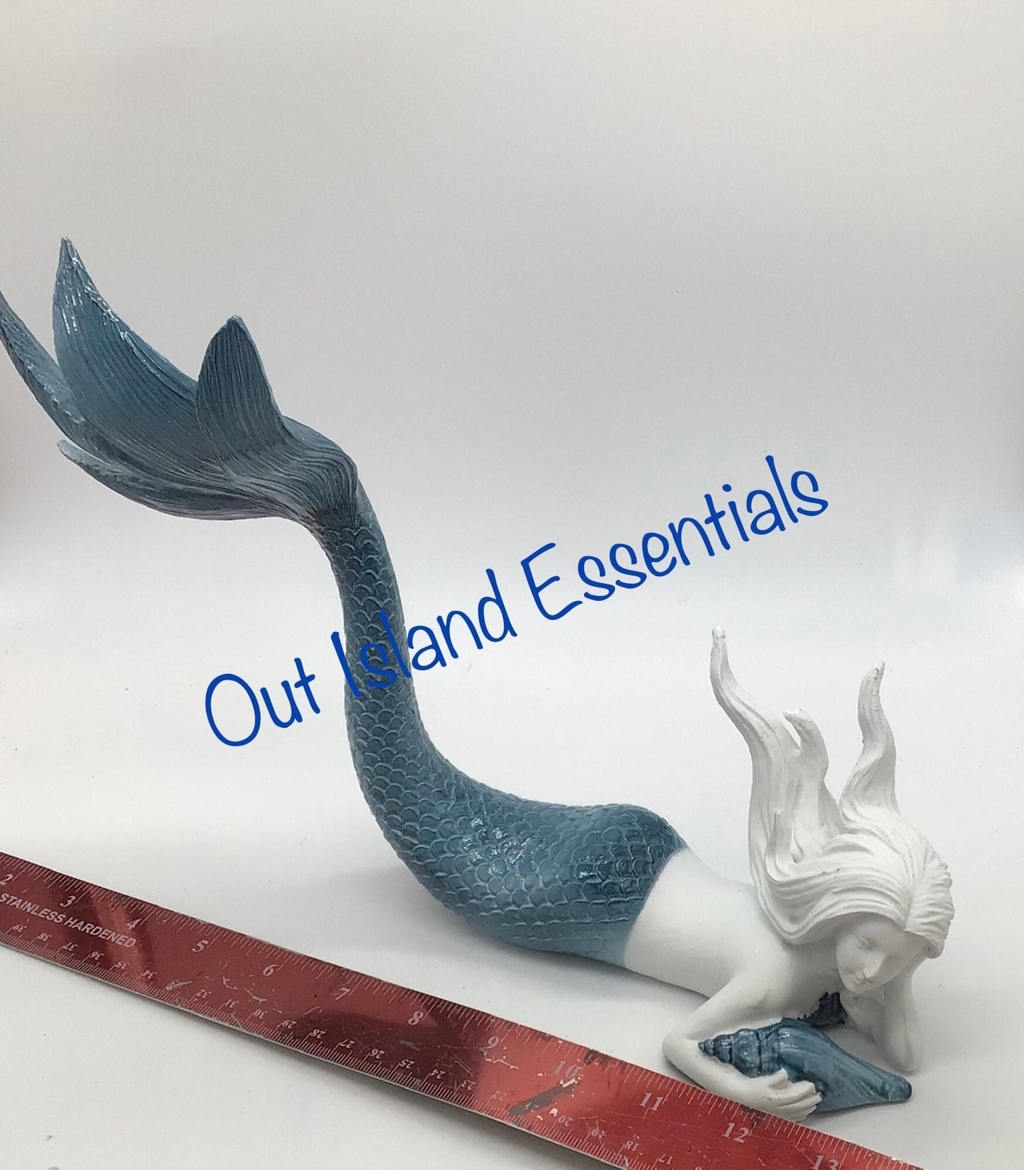 Blue Tail 9" Stunning Tail Mermaid Statue, Mermaid Decoration