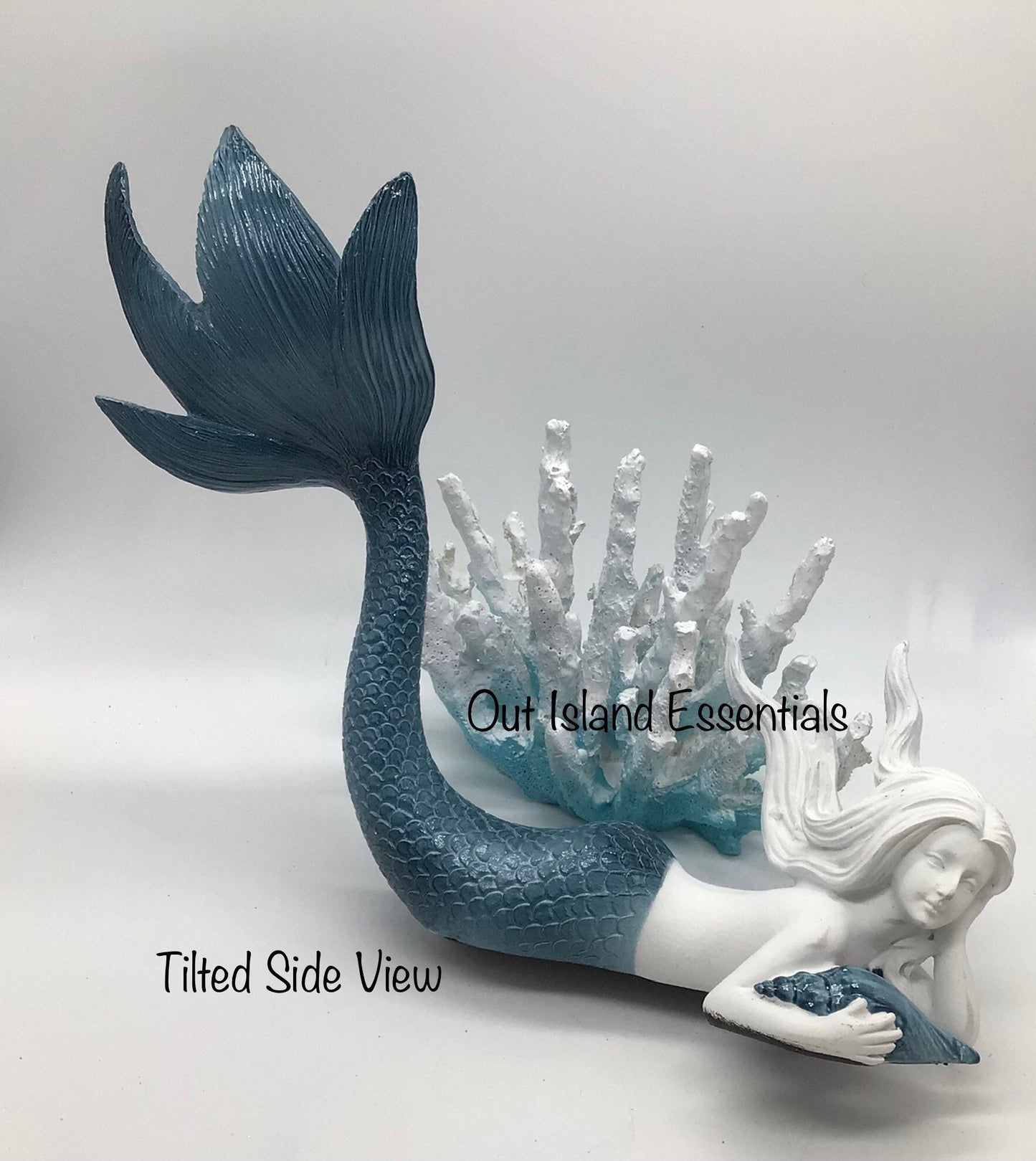 Blue Tail 9" Stunning Tail Mermaid Statue, Mermaid Decoration