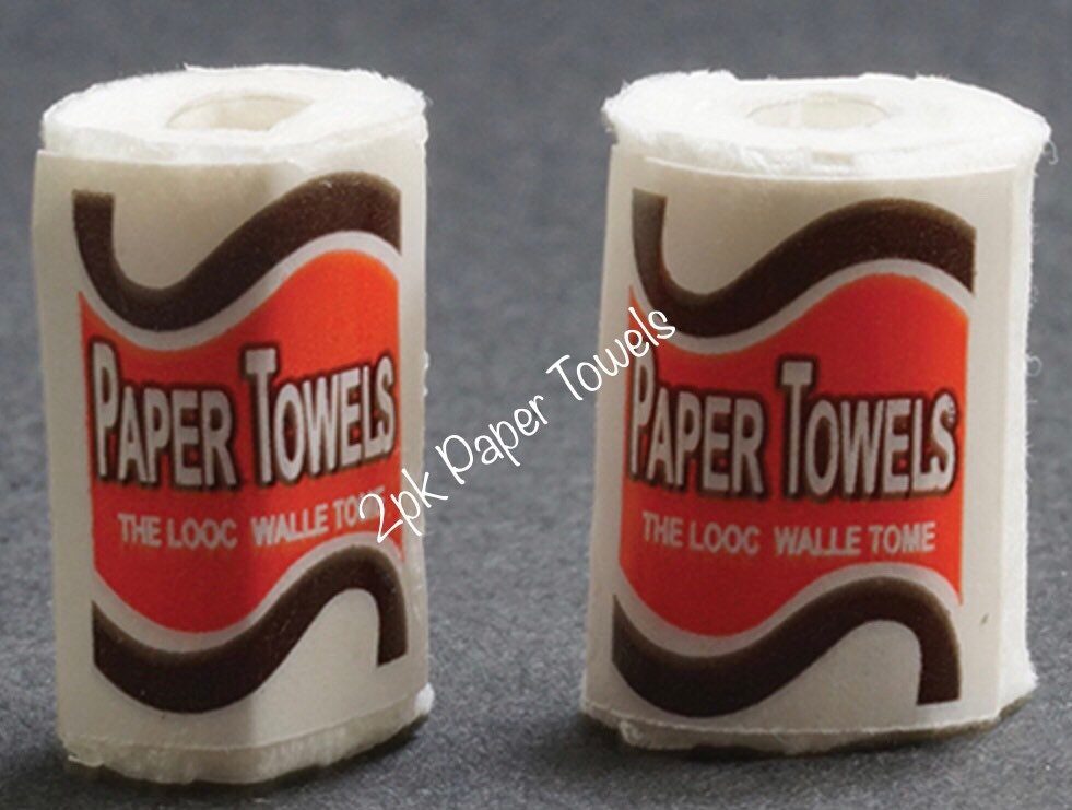 Dollhouse Paper Towel Roll 2 Pack, Miniature Hand Towels 1:12 Scale