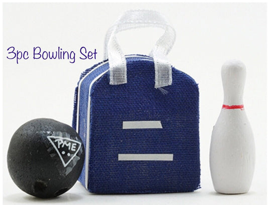 3 Pcs. Dollhouse Bowling Set 1:12 Scale