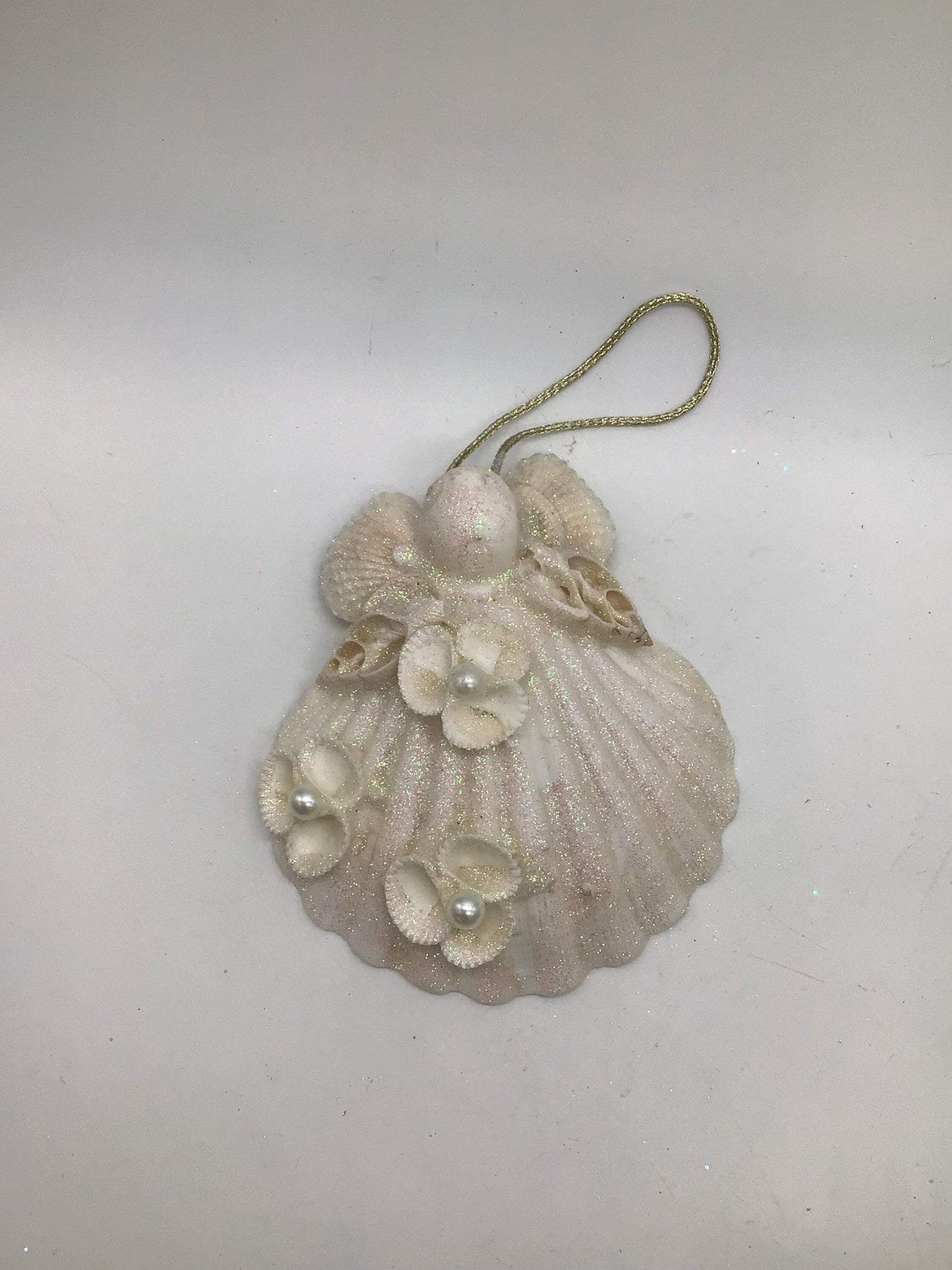 Scallop Seashell Angel I Clam Shell Glitter Angel I Seashell Christmas Ornament I Glittery Clam Shell Angel I Seashell Angel