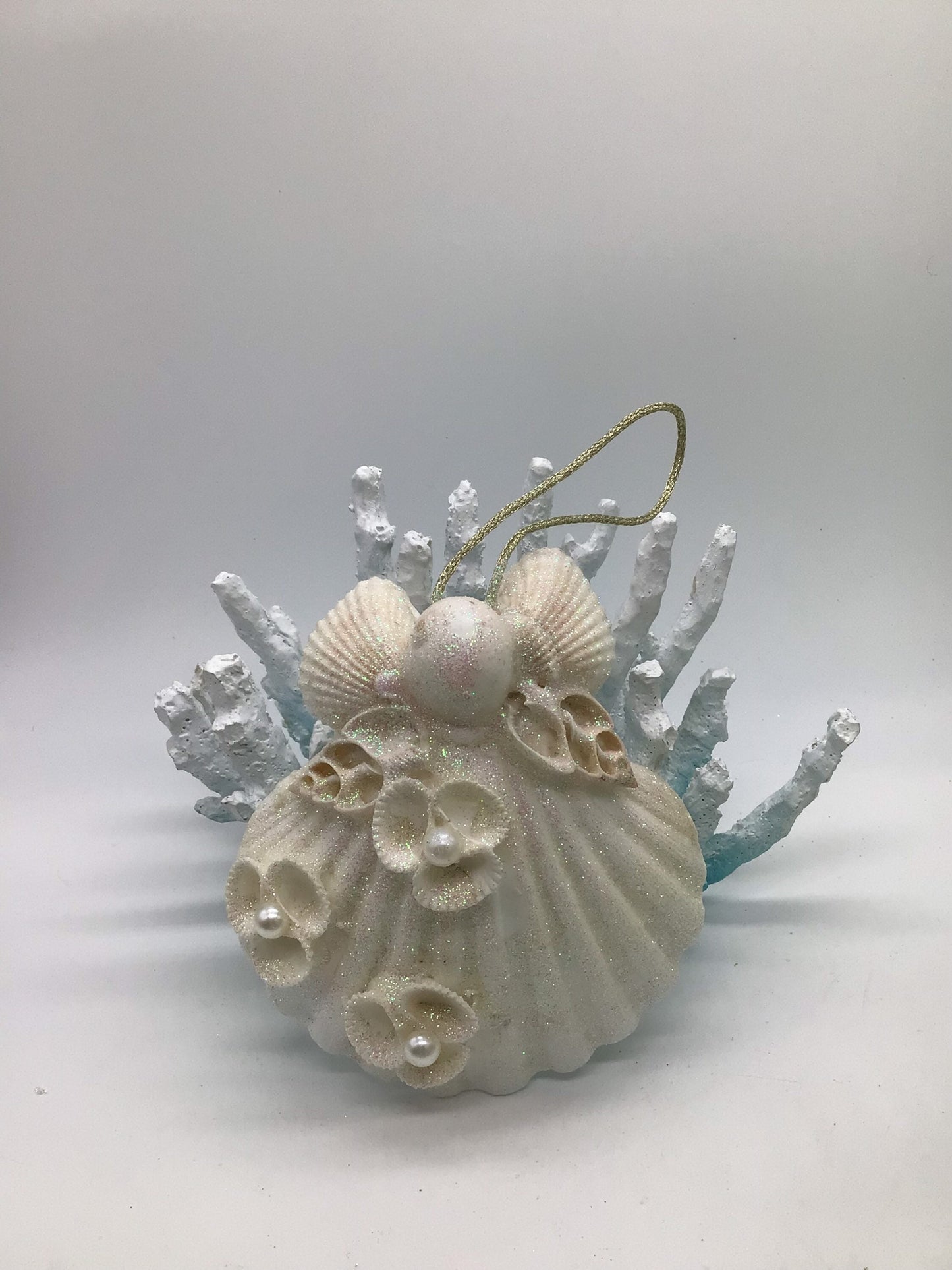 Scallop Seashell Angel I Clam Shell Glitter Angel I Seashell Christmas Ornament I Glittery Clam Shell Angel I Seashell Angel