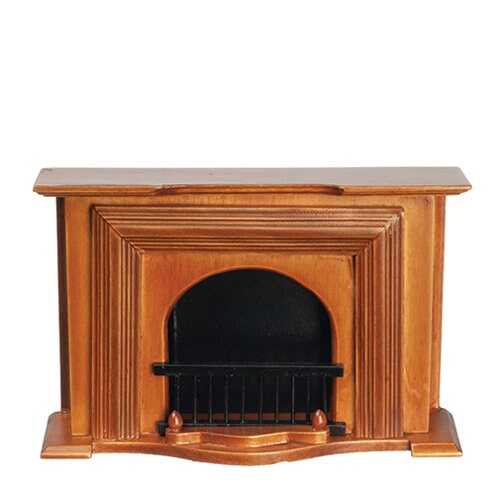 Miniature Walnut Finish Fireplace I Dollhouse Miniature Fireplace I Walnut 1:12 Scale Fireplace