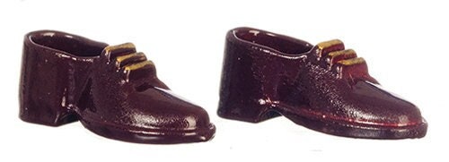 1 Pair Of 1:12 Scale Dollhouse Men's Shoes