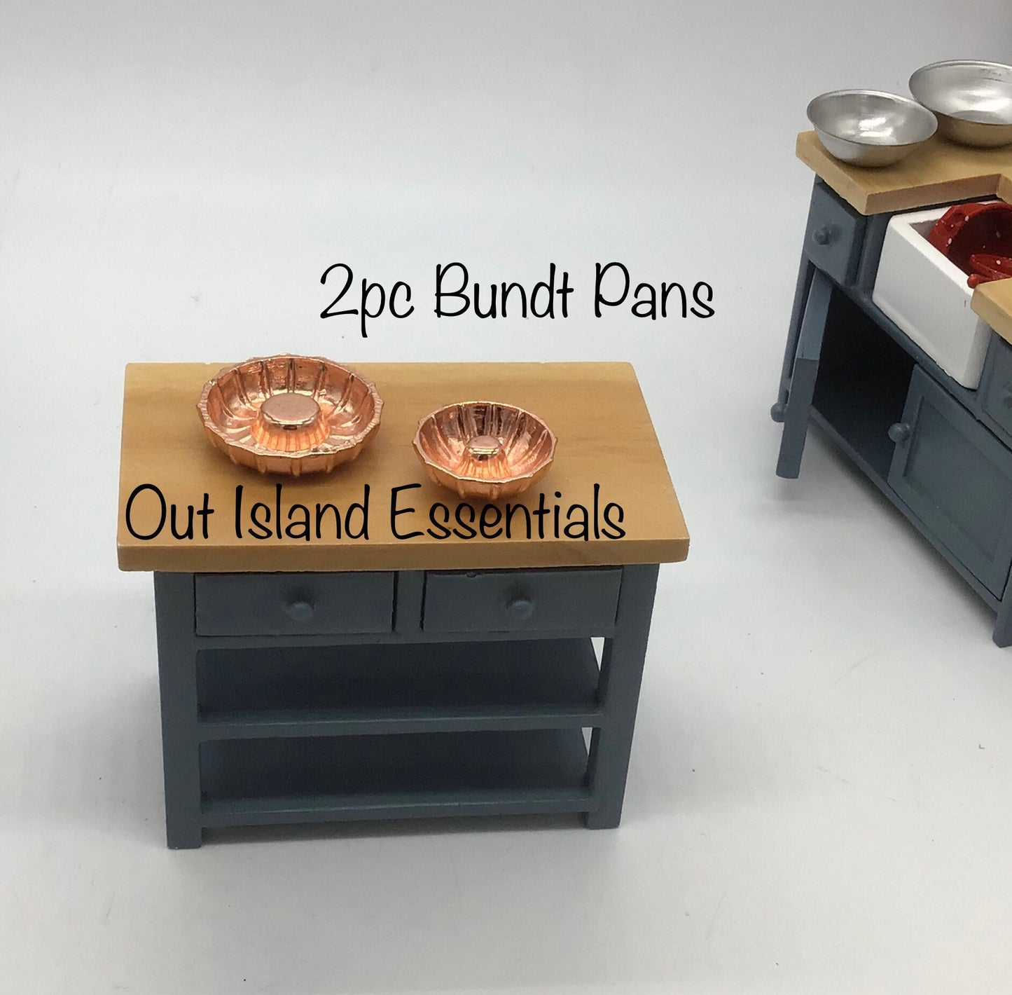 2 Pc. Dollhouse Miniature Bundt Cake Baking Pans 1:12 Scale