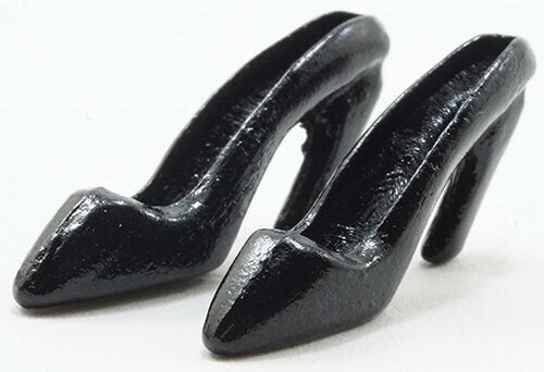 1 Pair Of Dollhouse Black Women's Shoes 1:12 Scale