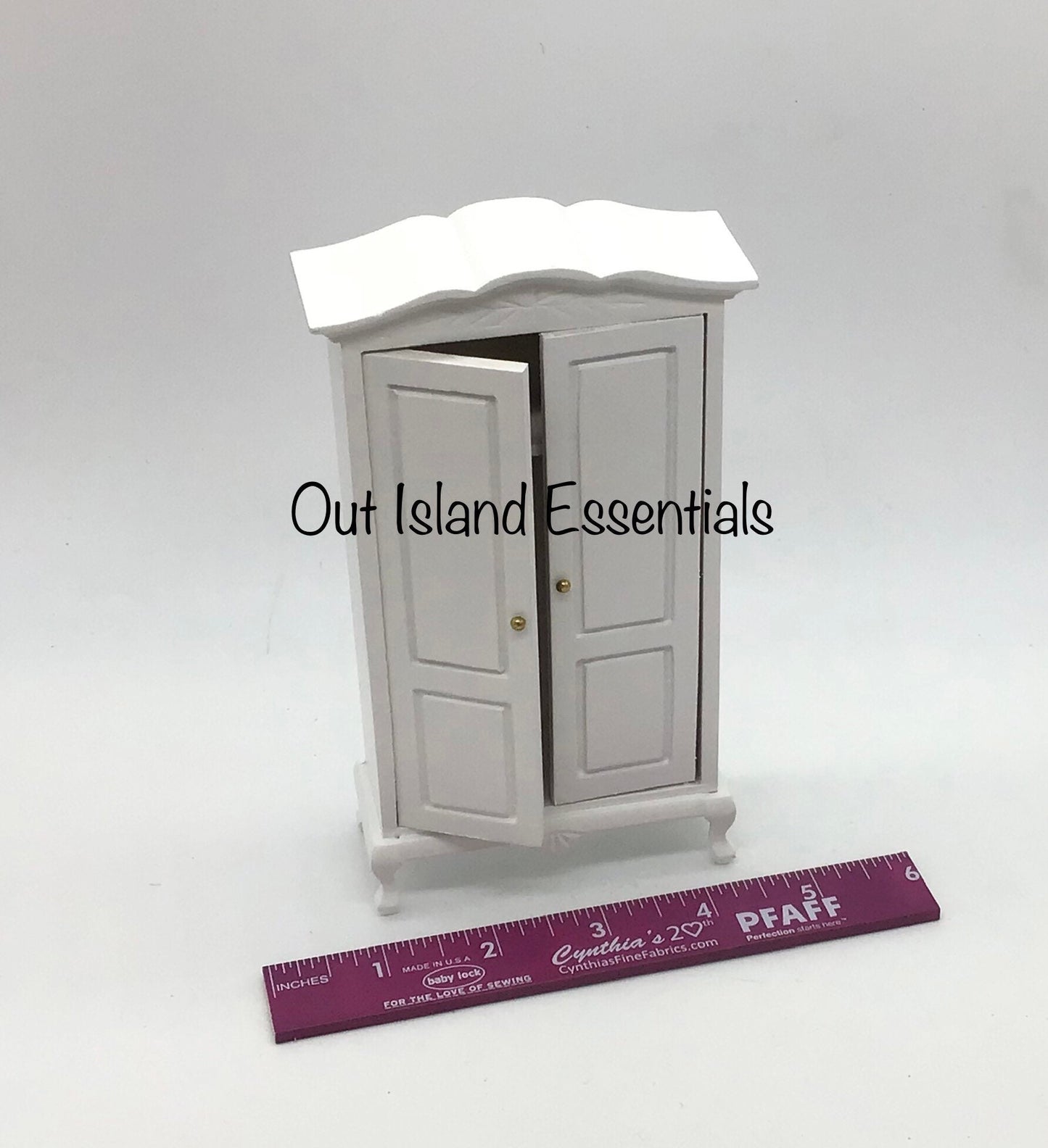 Miniature White Armoire I Dollhouse Miniature Furniture I Miniature 1:12 Scale Bedroom Armoire I Miniature Bedroom Furniture