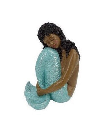 Brown Mermaid Statue, Black Mermaid Decoration, Little Melanin Mermaid