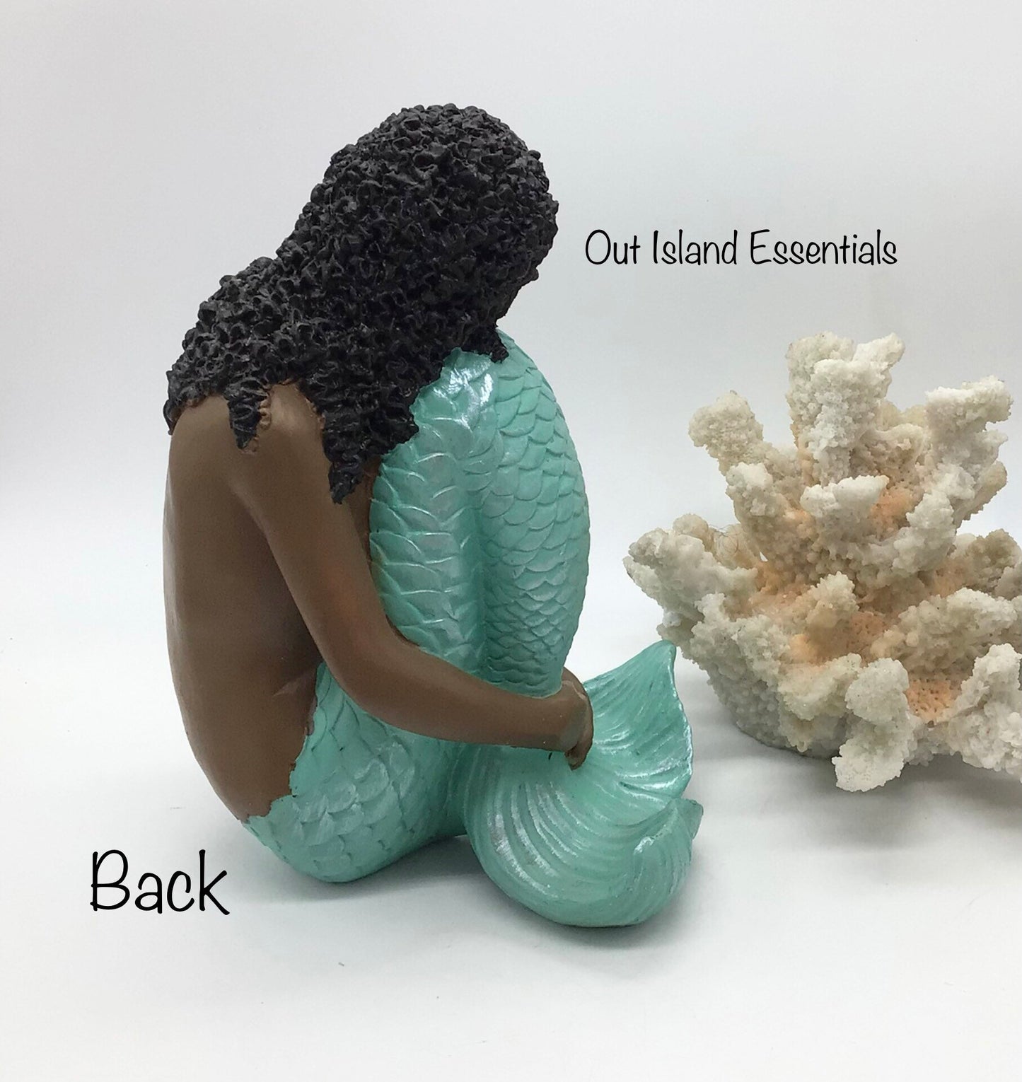 Brown Mermaid Statue, Black Mermaid Decoration, Little Melanin Mermaid