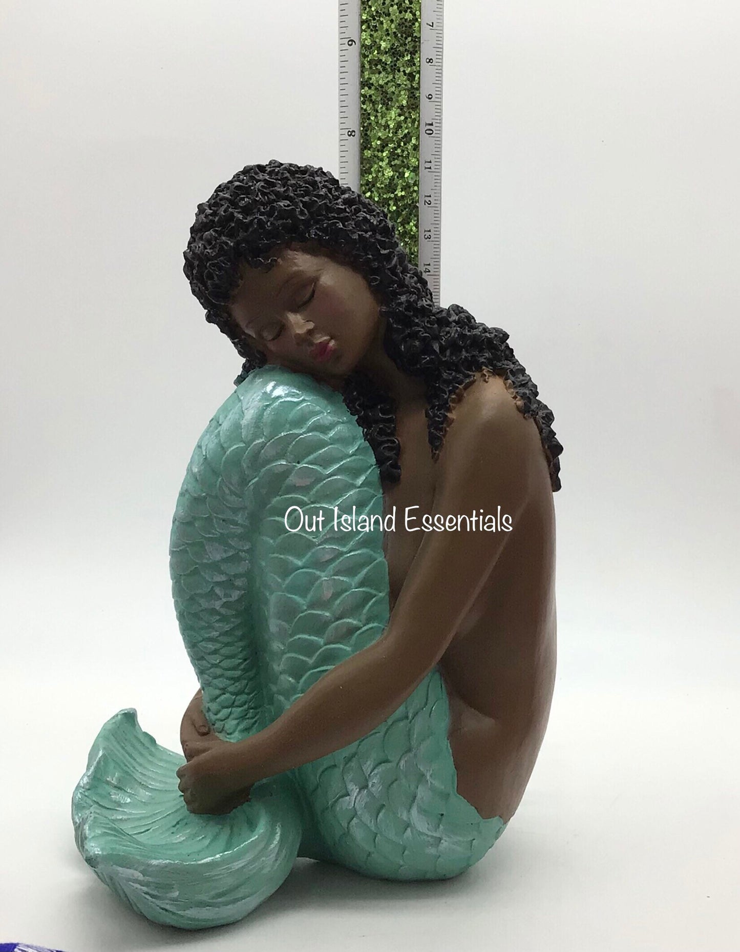 Brown Mermaid Statue, Black Mermaid Decoration, Little Melanin Mermaid