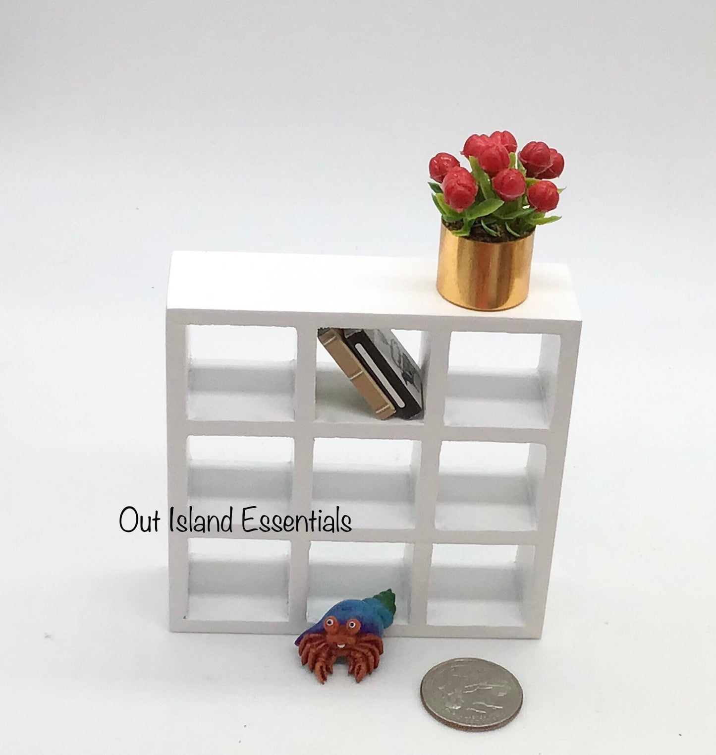 Miniature White 9 Shelf Unit I Dollhouse Miniature Furniture I Miniature 1:12 Scale Display Bookshelf I Miniature Living Room Furniture