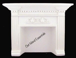 Unique Ornate Finished Fireplace I Dollhouse Miniature Fireplace I White 1:12 Scale Decorative Fireplace