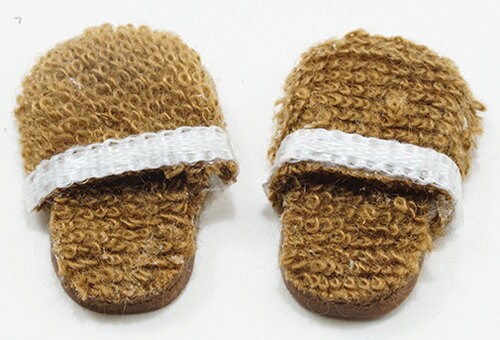 One Pair of Dollhouse Bedroom Slippers I Miniature Doll Shoes I Miniature Dollhouse Flip Flops I 1:12 Scale Dollhouse Accessories