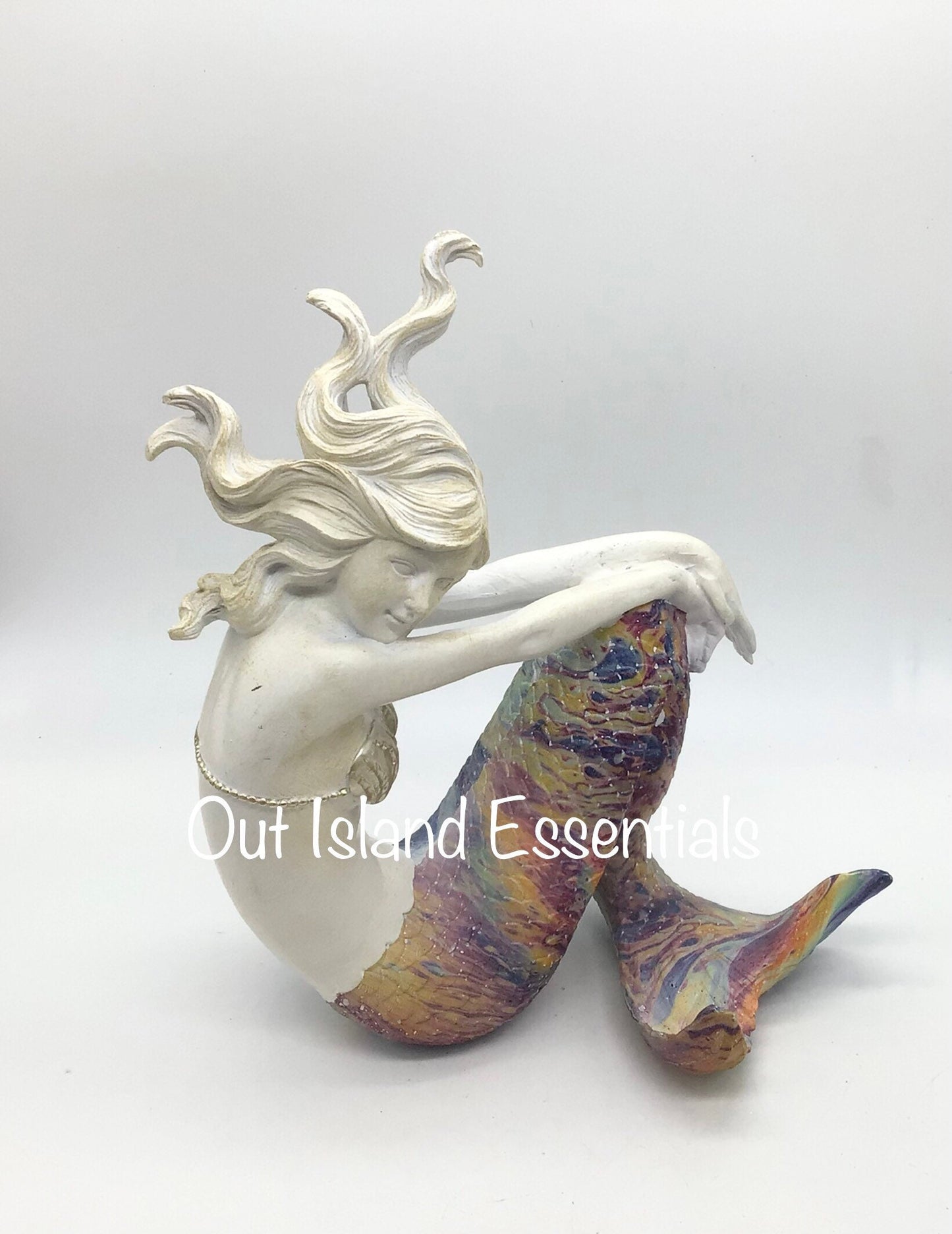 Mosaic Tailed Mermaid I Curled Up Mermaid Statue | Crazy Hair Mermaid Decoration | Strike A Pose Mermaid | Little Mermaid | Mermaid Display