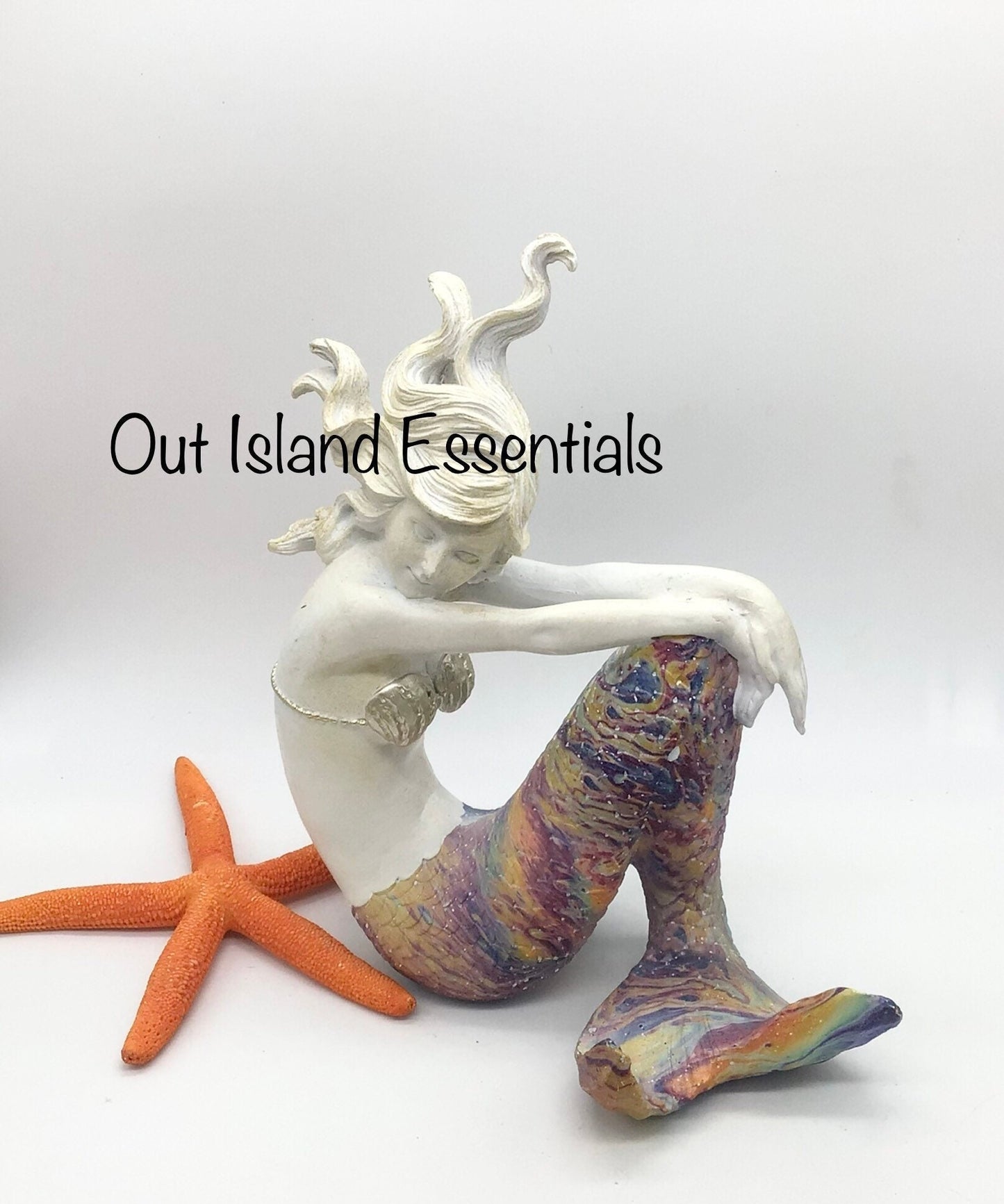 Mosaic Tailed Mermaid I Curled Up Mermaid Statue | Crazy Hair Mermaid Decoration | Strike A Pose Mermaid | Little Mermaid | Mermaid Display