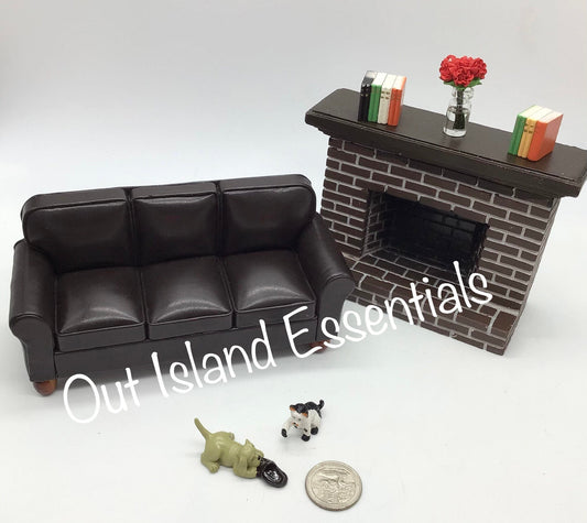 1:12 Scale Dollhouse Miniature Brown Living Room Sofa