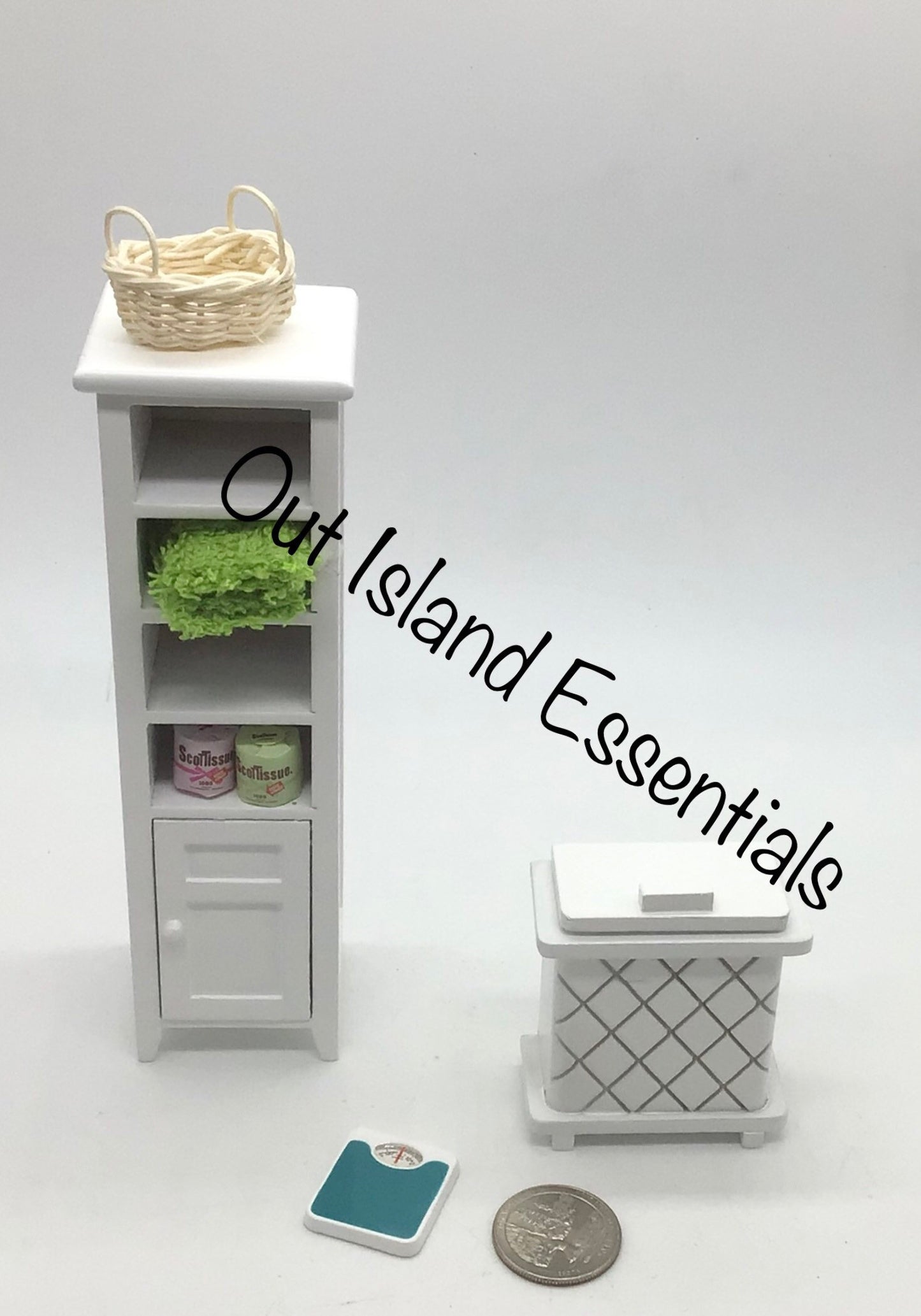 Miniature Bath Cabinet I Miniature Bathroom I Miniature Bathroom Accessories I Miniature 1:12 Scale Bathroom