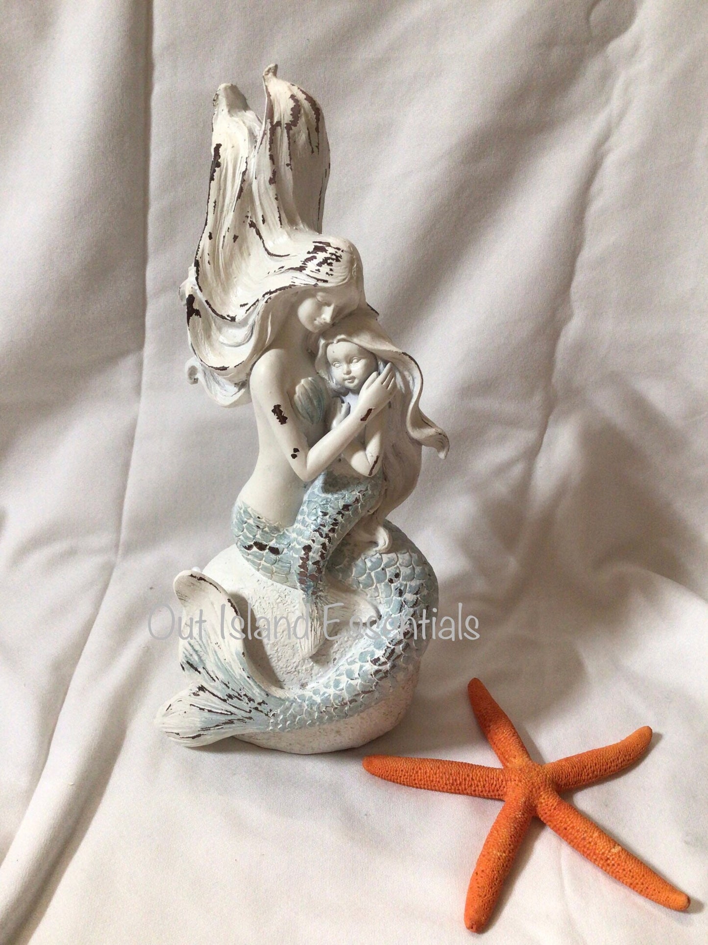 Mommy Mermaid Statue | Mermaid And Merbaby Decoration | Daydreaming Mommy Mermaid | Relaxing Mermaid I Mermaid Decor