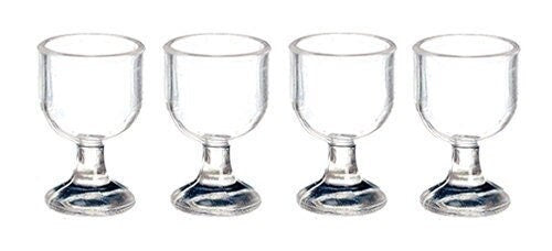 Miniature Wine Glass Set Of 4 | Dollhouse Wine Glasses I Miniature Doll Glasses I 1:12 Scale Dollhouse Accessories