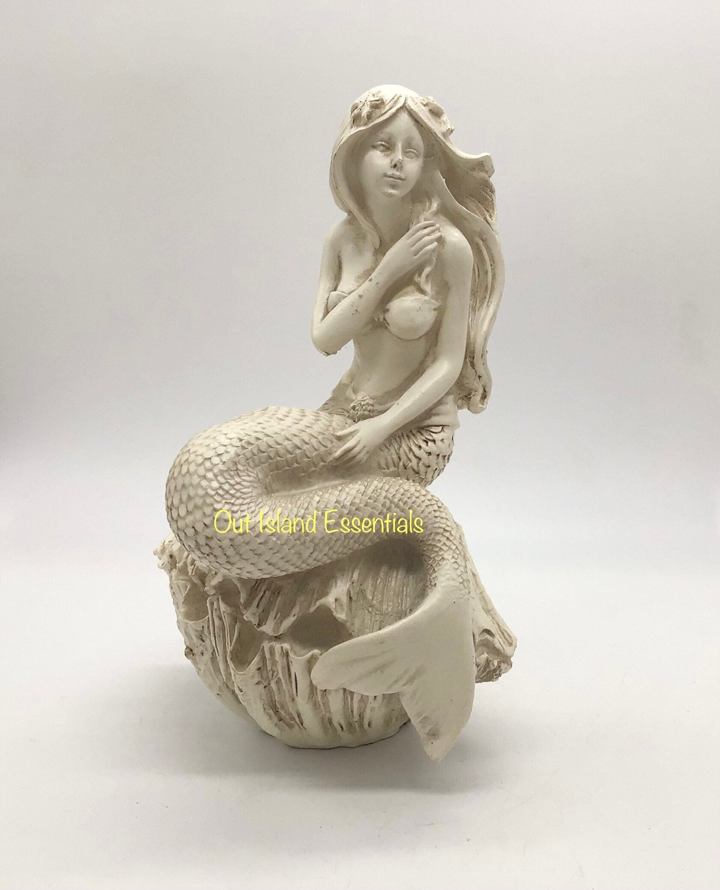 Mermaid On A Clam  Statue | Mermaid Decoration | Daydreaming Mermaid | Relaxing Mermaid | Mermaid Decor I Mermaid On A Shell