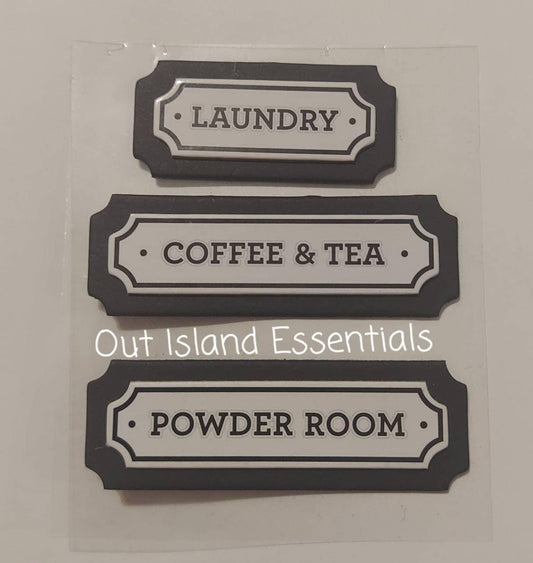 Miniature Wall Signs I Miniature Laundry Room Sign I Miniature  Kitchen Sign I Miniature Powder Room Sign I 1:12 Scale