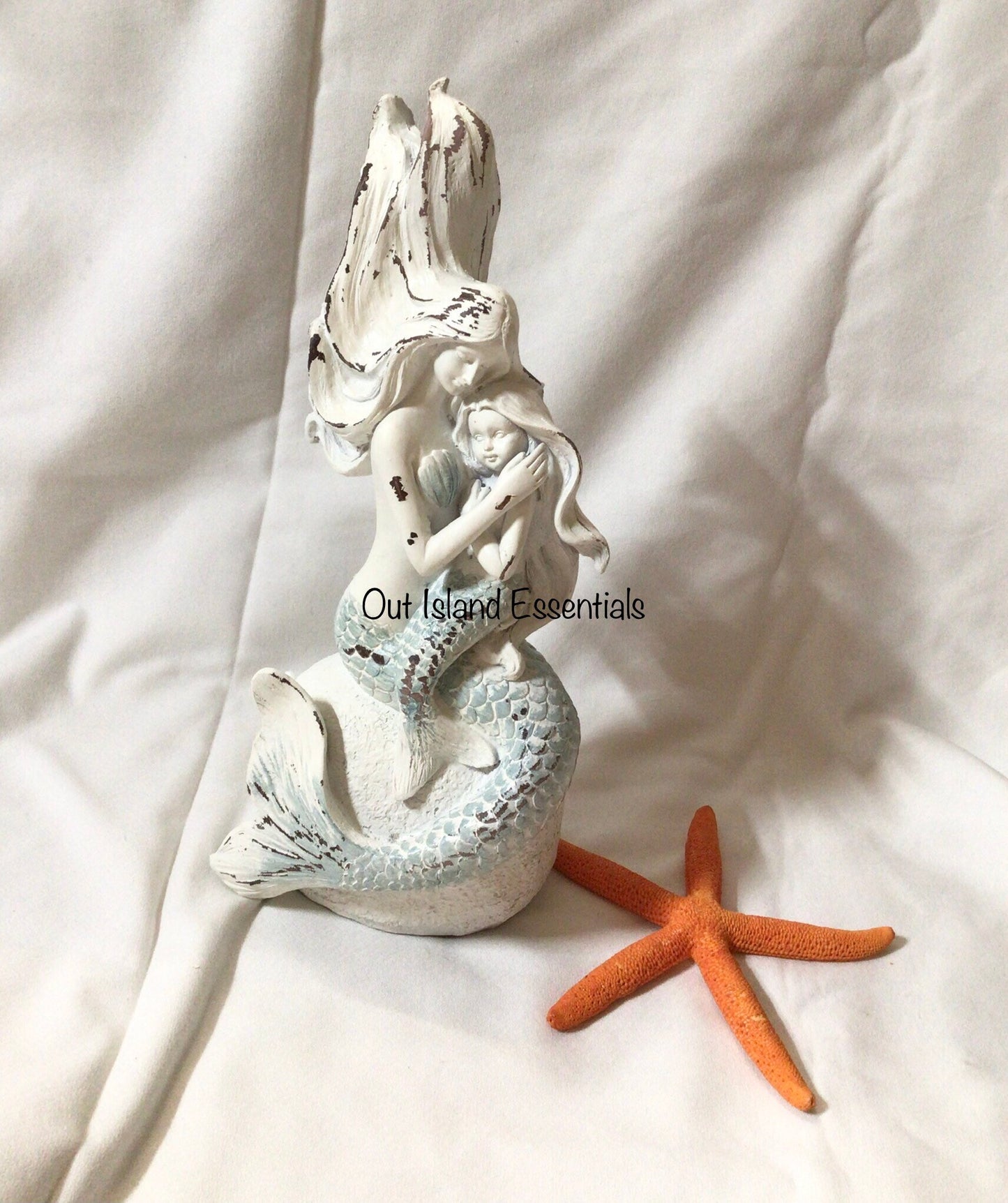 Mommy Mermaid Statue | Mermaid And Merbaby Decoration | Daydreaming Mommy Mermaid | Relaxing Mermaid I Mermaid Decor