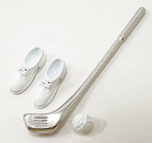 Miniature Golf Essentials I Dollhouse Golf Shoes I Miniature Doll Shoes I Miniature Golf Club I Miniature Golf Set I 1:12 Scale