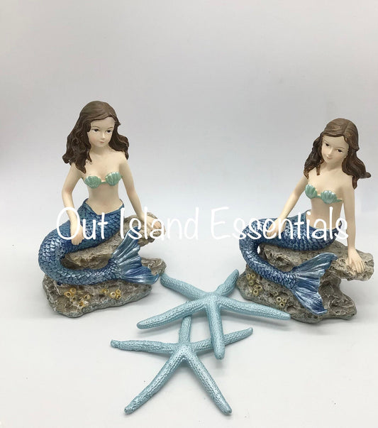 My Little Brunette Mermaid Statue | Mermaid Decoration | Mermaid On Rock | Relaxing Mermaid | Little Mermaid I Mermaid Decor I Mini Mermaid