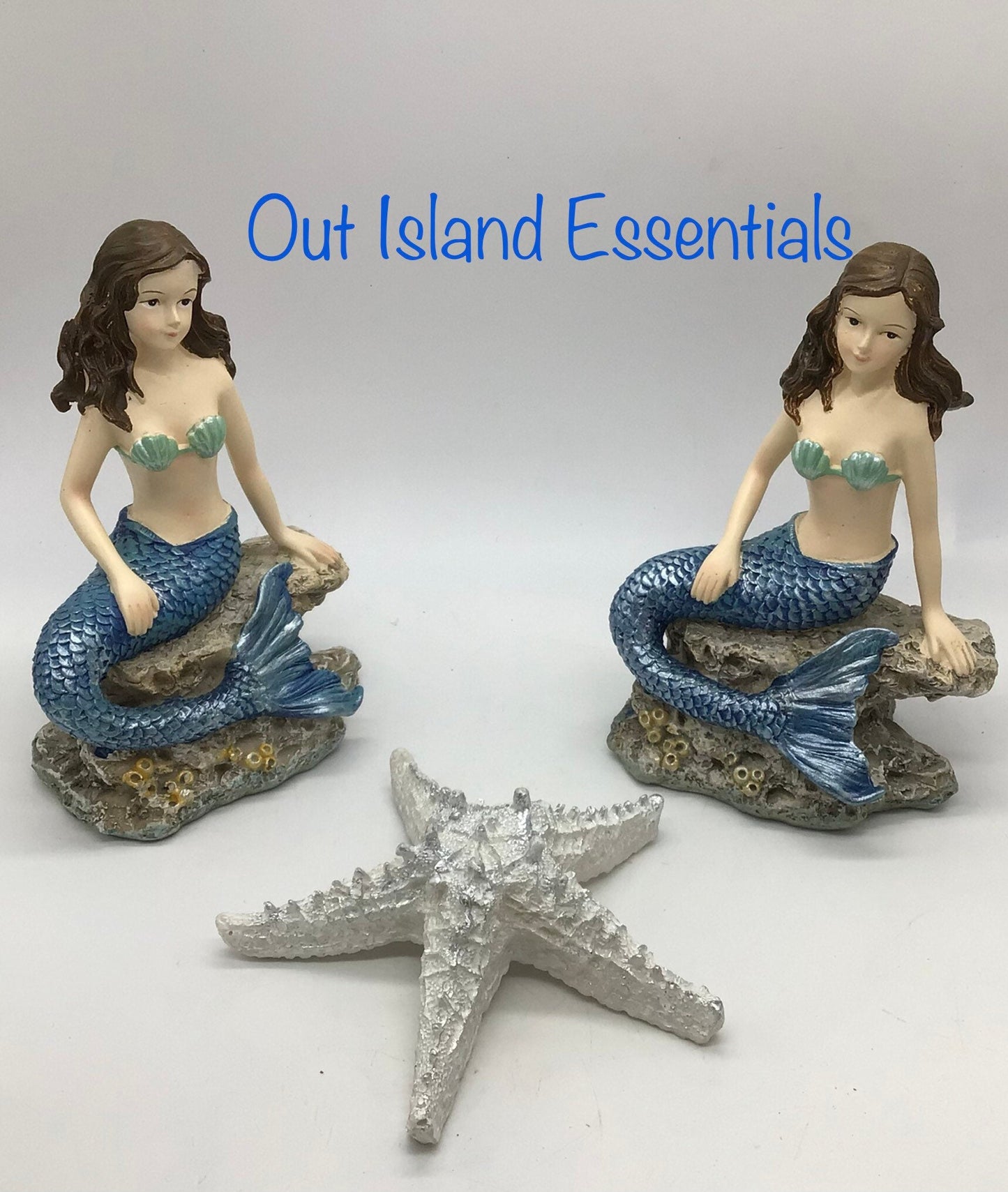 My Little Brunette Mermaid Statue | Mermaid Decoration | Mermaid On Rock | Relaxing Mermaid | Little Mermaid I Mermaid Decor I Mini Mermaid